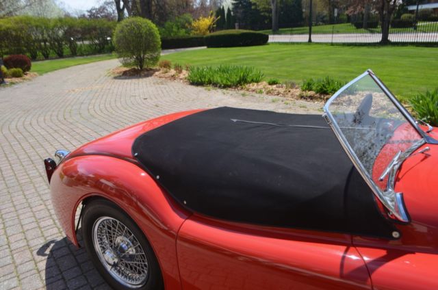 1951 Jaguar Xk120 Roadster Carmen Red W Wires Side Curtains Tonnau Cover For Sale Photos Technical Specifications Description