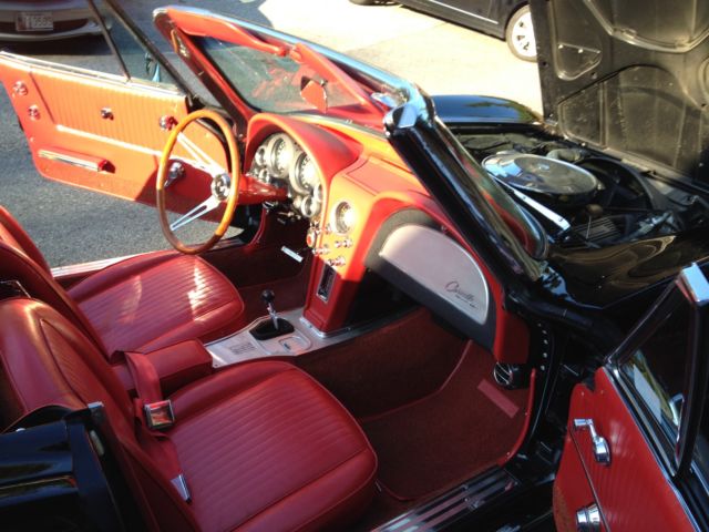 1963 Corvette Sting Ray Roadster Black Red Interior Top