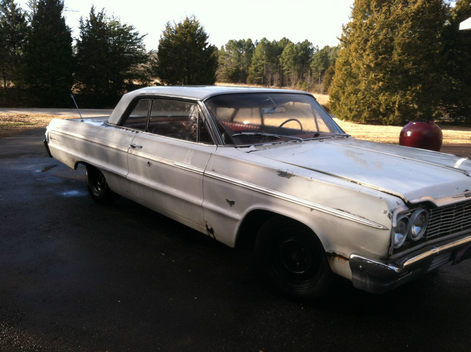 1964 White Impala Ss With Non Original 350 Cid Running