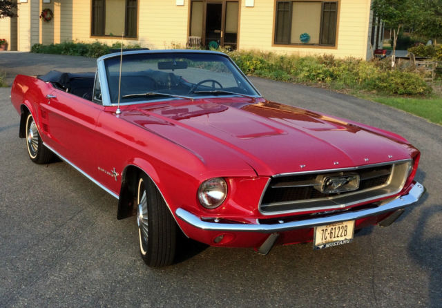 1967 Ford Mustang Convertible 6 Cylinder 3 Speed Red Black