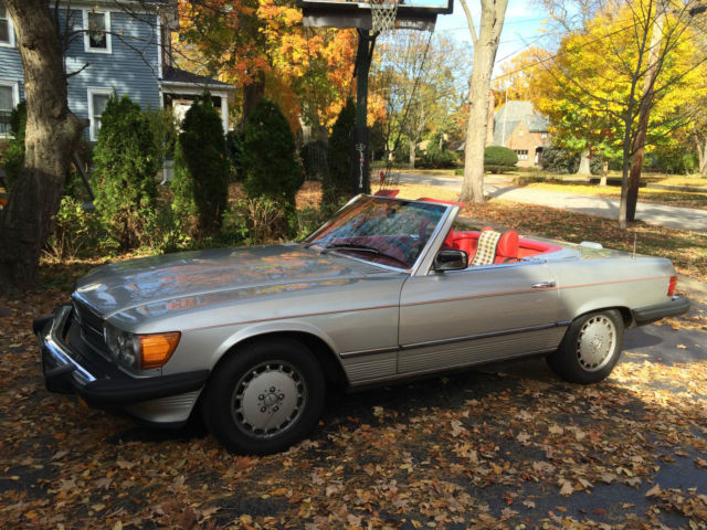 Beautiful Mercedes Benz 450 Sl Silver With Red Interior