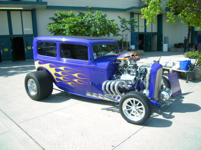 1932 PURPLE W/ FLAMES Ford 2 DR.SEDAN ALL STEEL