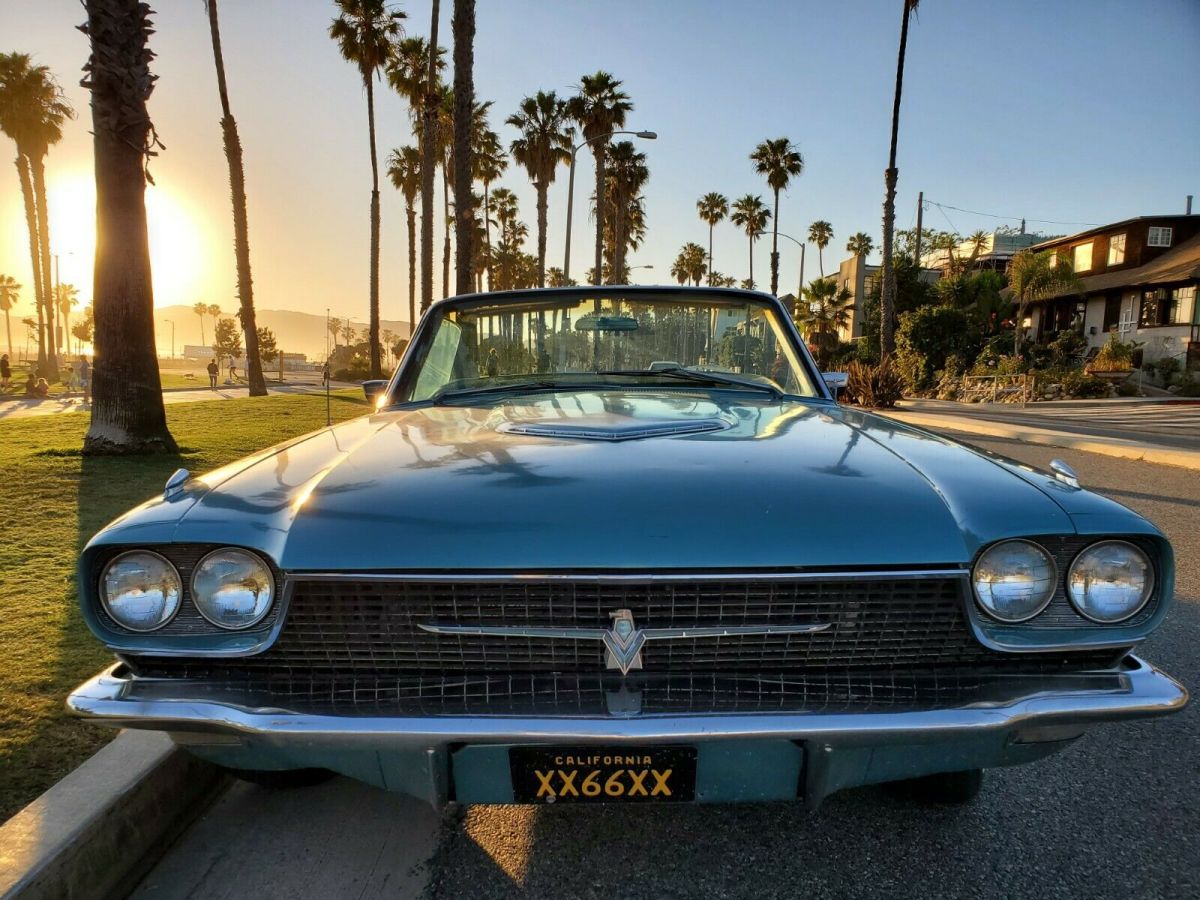 1966 Teal Ford Thunderbird Convertible