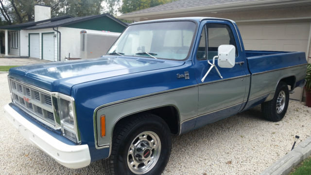 1979 silver over blue GMC Sierra 2500 regular cab long box
