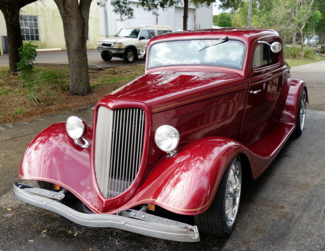 1934 Burgundy Ford 3-Window Coupe Coupe