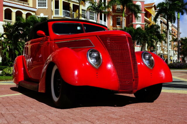 1937 Red Ford CV Convertible