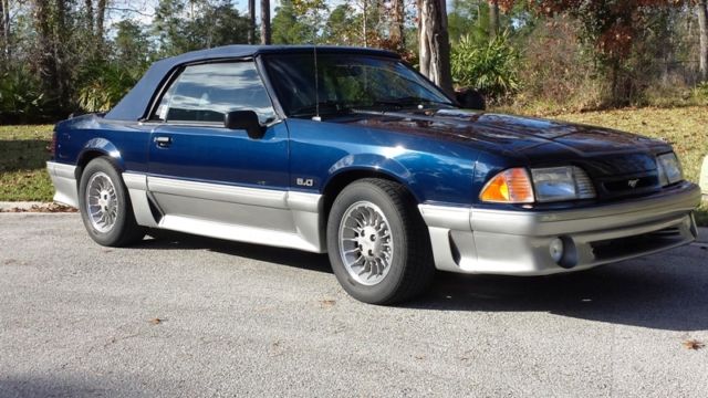 1990 Blue Ford Mustang Convertible