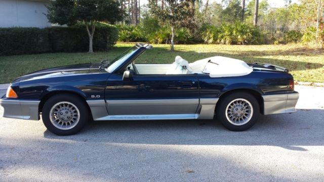 1990 Blue Ford Mustang Convertible