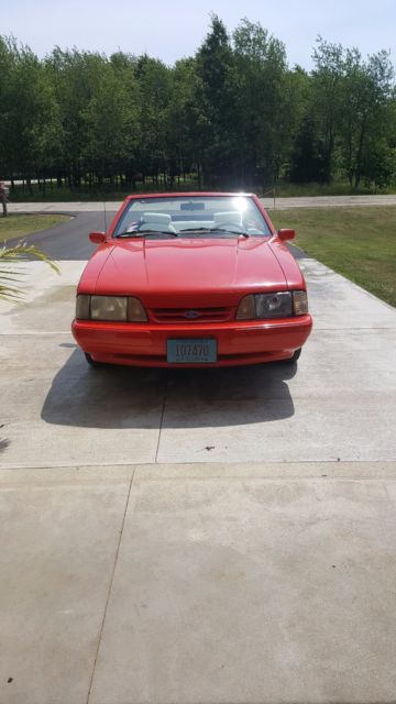 1992 Red Ford Mustang Convertible