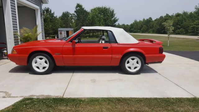 1992 Red Ford Mustang Convertible