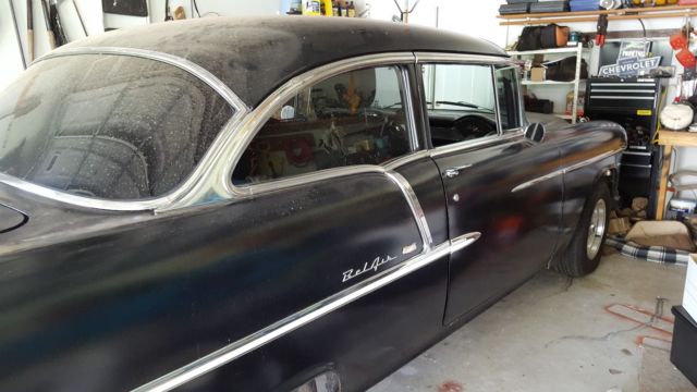 1955 Black Chevrolet Bel Air/150/210 Sedan