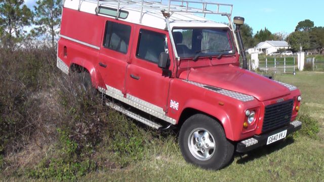 1990 Red Land Rover Defender Crew Cab Pickup