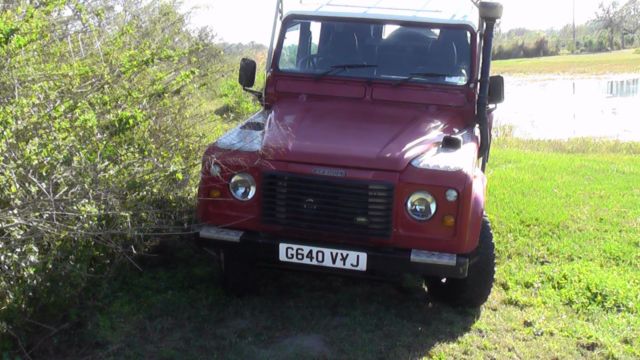 1990 Red Land Rover Defender Crew Cab Pickup