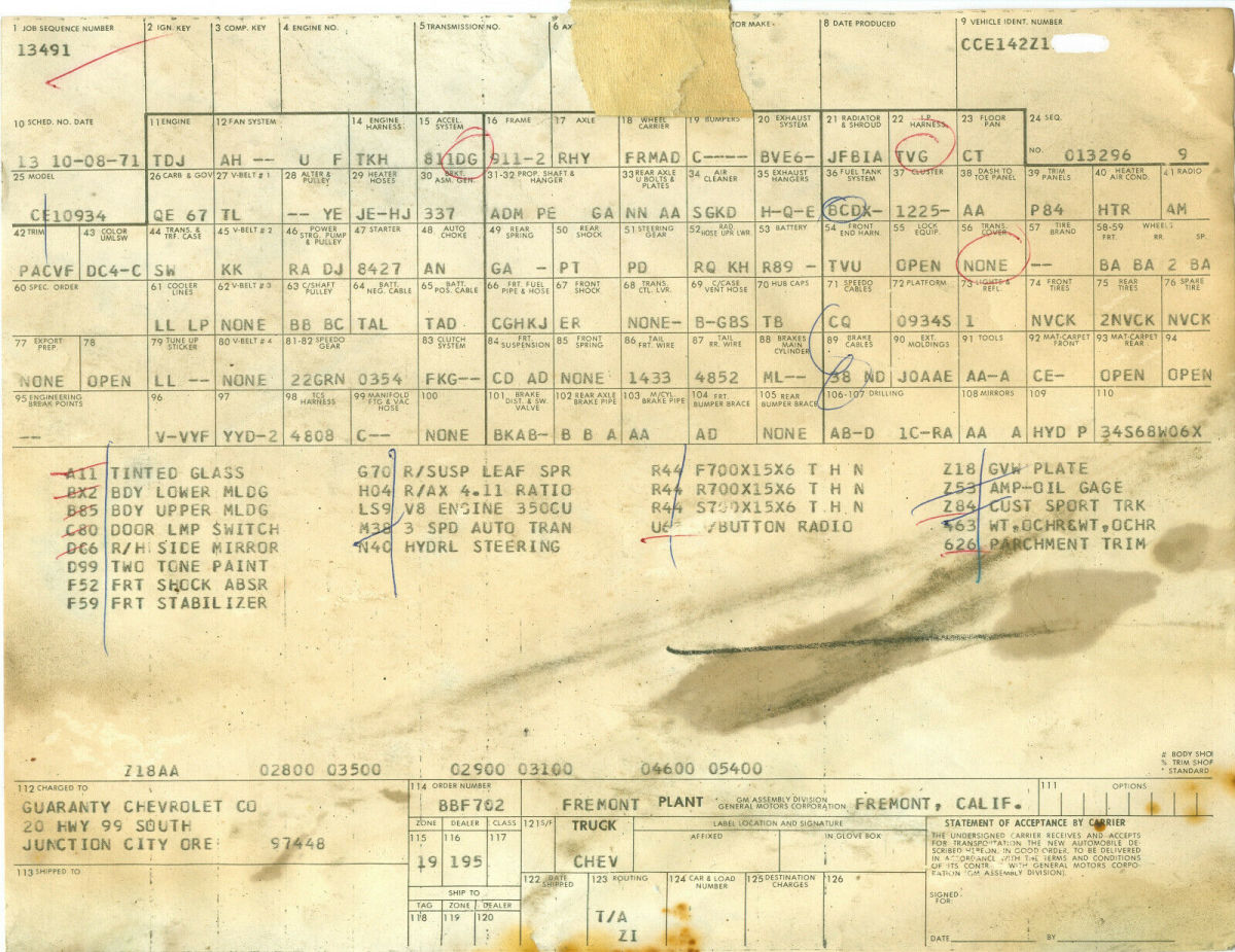 1972 Gold Chevrolet C-10