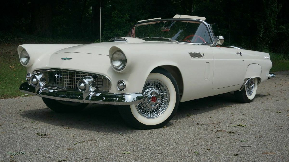 1956 White Ford Thunderbird Convertible
