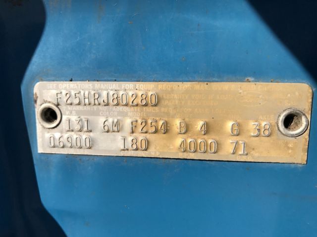 1971 Blue Ford F-250 Standard Cab Pickup