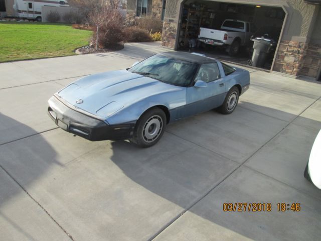 1985 Light Blue over Dark Blue Chevrolet Corvette Coupe