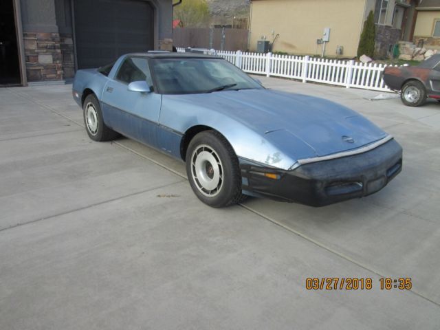 1985 Light Blue over Dark Blue Chevrolet Corvette Coupe