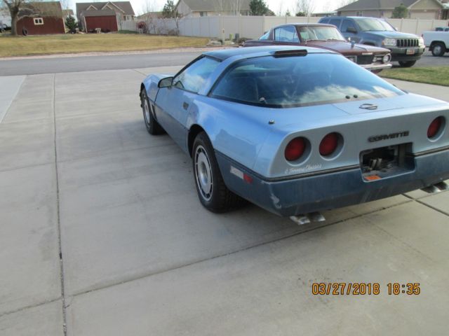 1985 Light Blue over Dark Blue Chevrolet Corvette Coupe