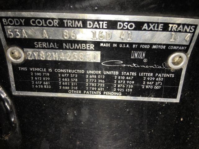 1962 Black Ford Lincoln Continental Sedan