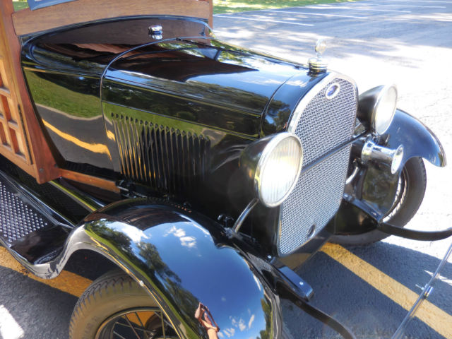 1928 Black and Walnut Ford Model A WoodyTruck
