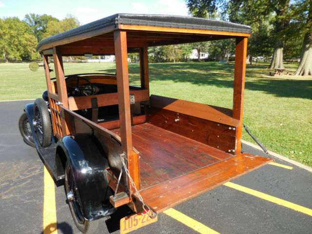 1928 Black and Walnut Ford Model A WoodyTruck