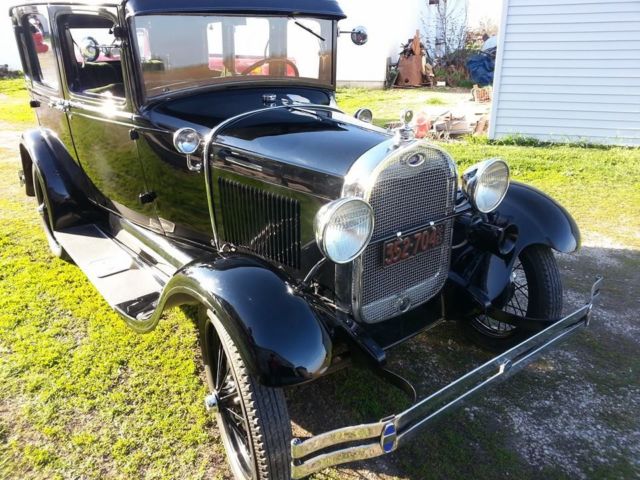 1929 Black Ford Model A 4 door town sedan