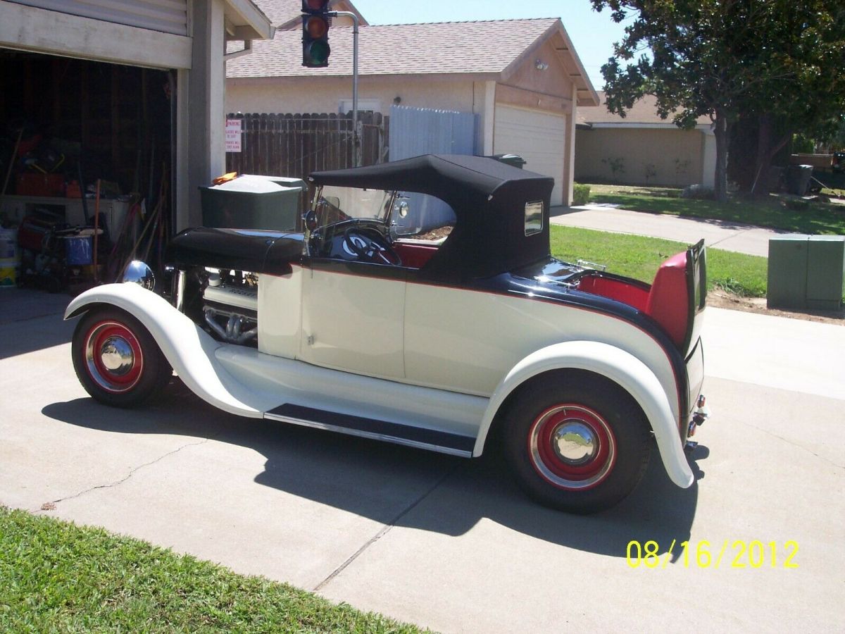1929 Black & White Ford Model A Roadster