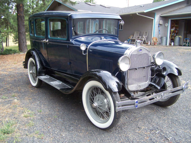 1929 Blue with Black Fenders and Grey accents Ford Model A Fordor