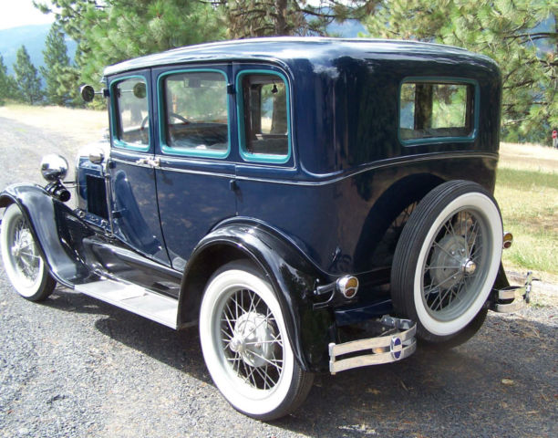 1929 Blue with Black Fenders and Grey accents Ford Model A Fordor