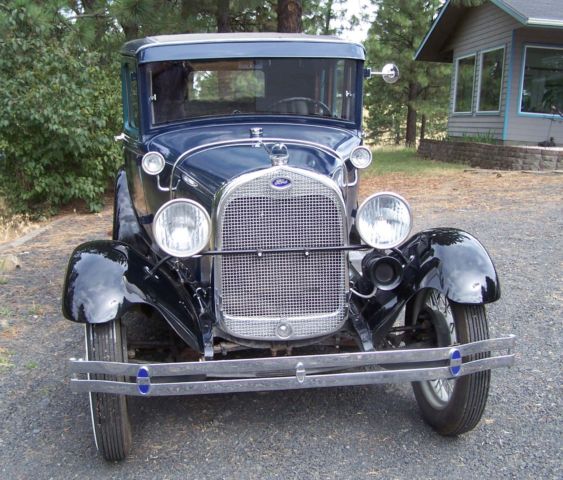 1929 Blue with Black Fenders and Grey accents Ford Model A Fordor