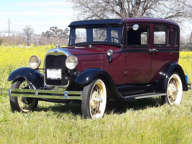 1929 Burgundy Ford Model A Sedan
