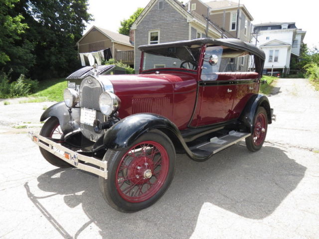 1929 Burgundy Ford Model A Convertible