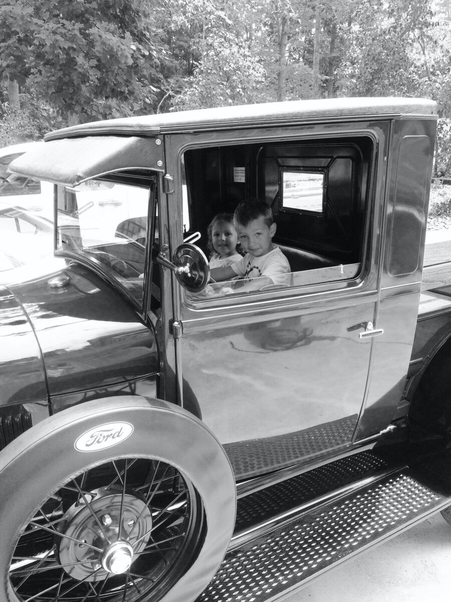 1929 silver and charcoal Ford Model A truck