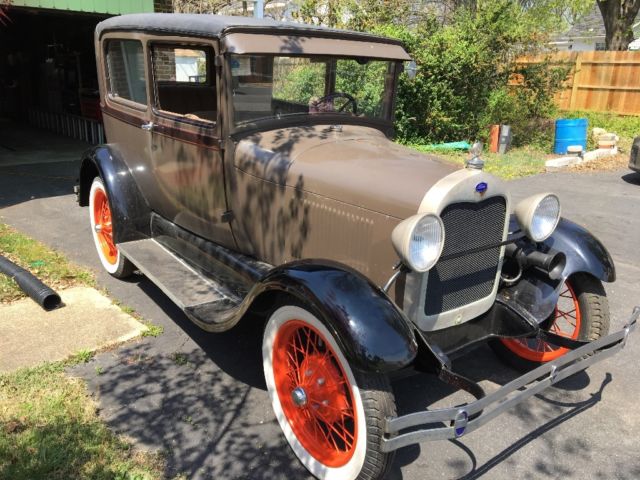 1929 Light Brown, Black Ford Model A Tudor