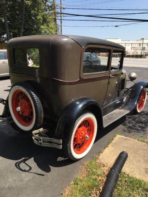 1929 Light Brown, Black Ford Model A Tudor