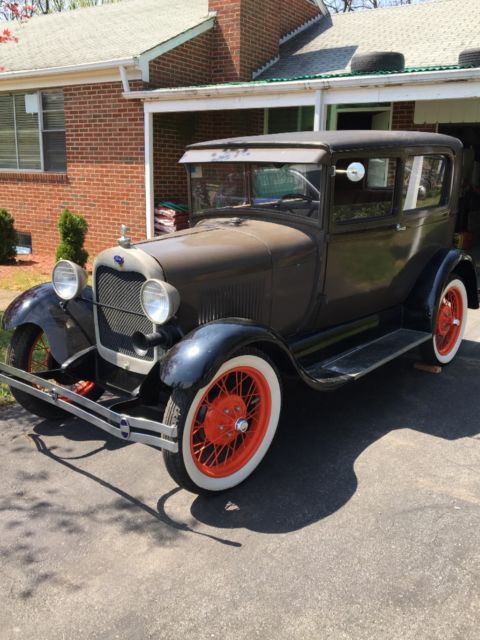 1929 Light Brown, Black Ford Model A Tudor