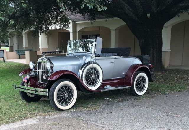 1929 Silver, Maroon Ford Model A Convertible