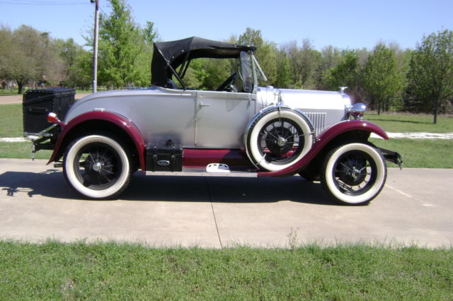 1929 Silver, Maroon Ford Model A Convertible