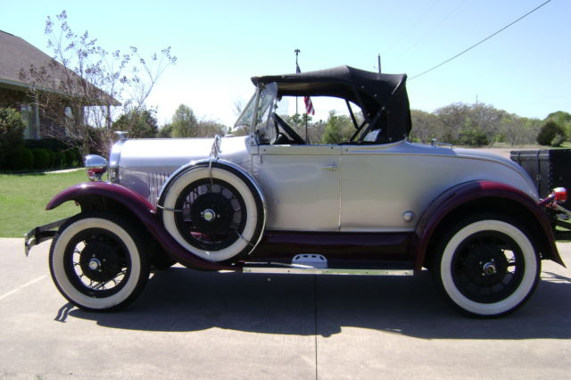 1929 Silver, Maroon Ford Model A Convertible