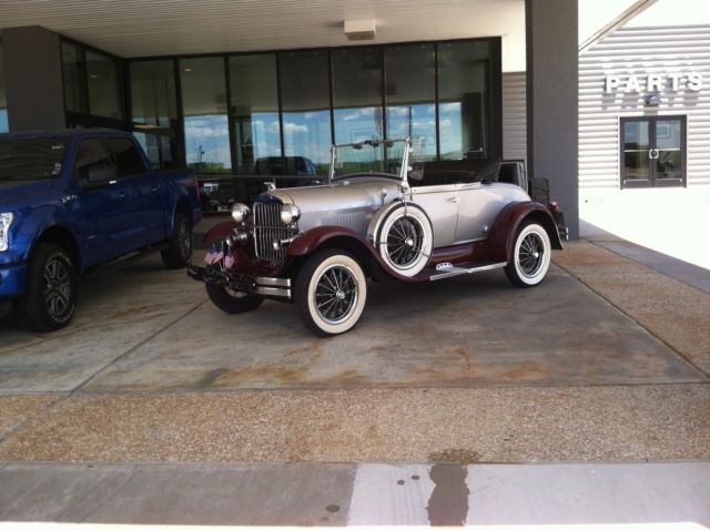 1929 Silver, Maroon Ford Model A Convertible