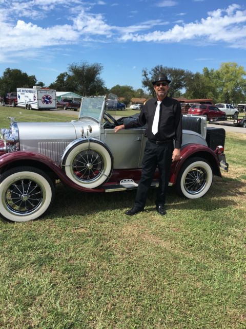 1929 Silver, Maroon Ford Model A Convertible