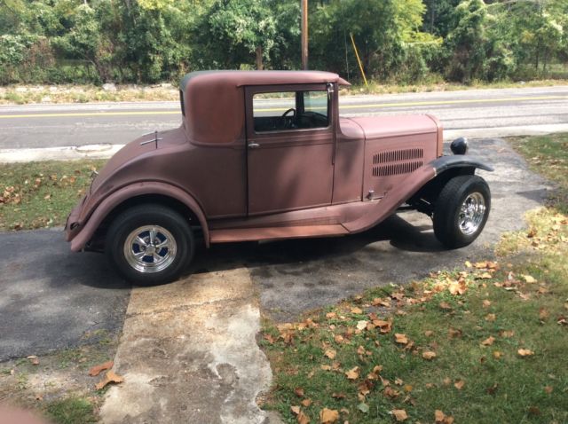 1930 Red primer Ford Model A 3 window coupe
