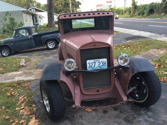 1930 Red primer Ford Model A 3 window coupe