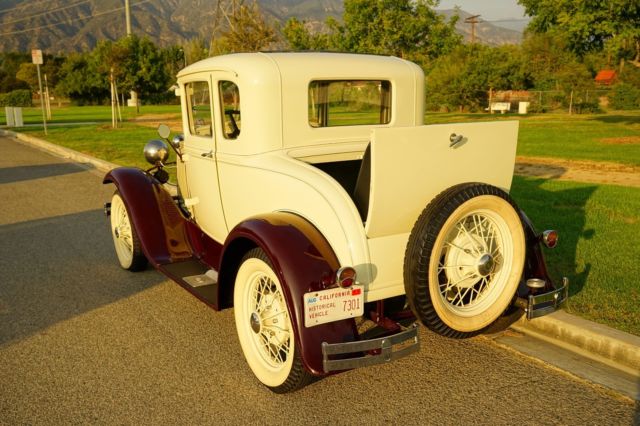 1930 Cream and Burgundy Ford Model A Coupe