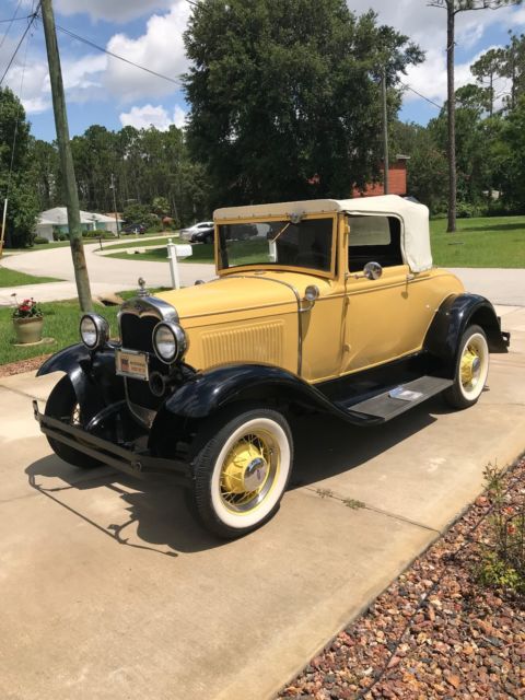 1930 Yellow Ford Model A Convertible