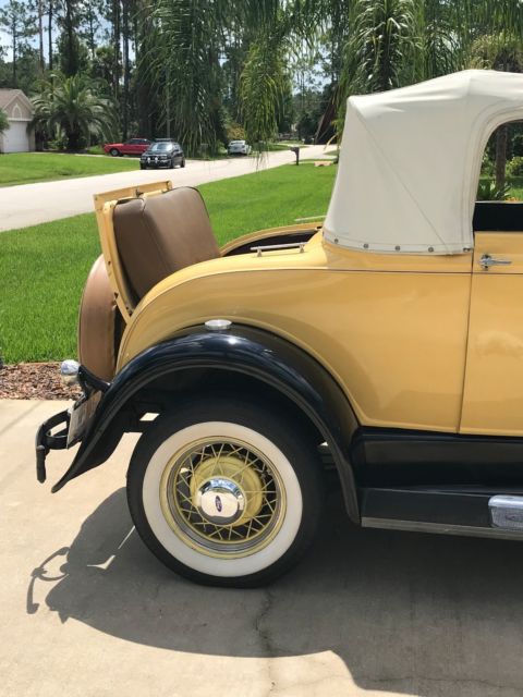 1930 Yellow Ford Model A Convertible