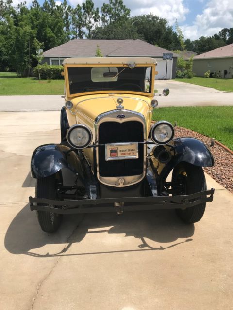 1930 Yellow Ford Model A Convertible