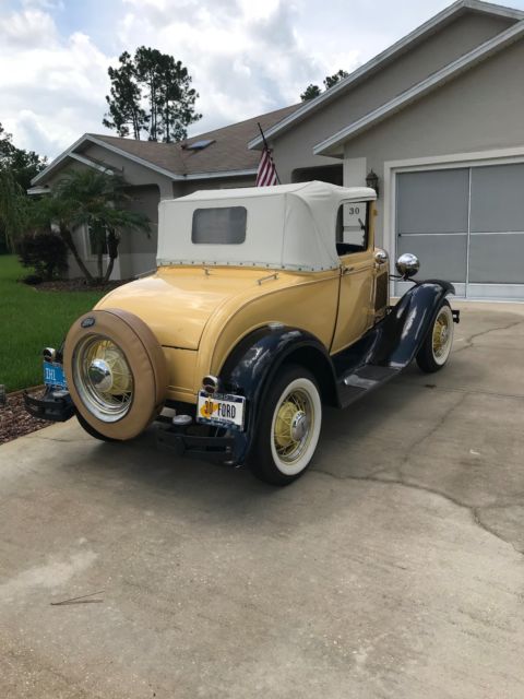 1930 Yellow Ford Model A Convertible