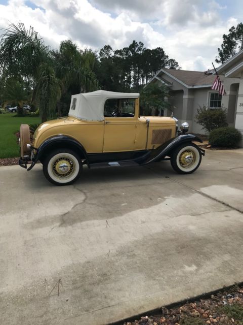 1930 Yellow Ford Model A Convertible